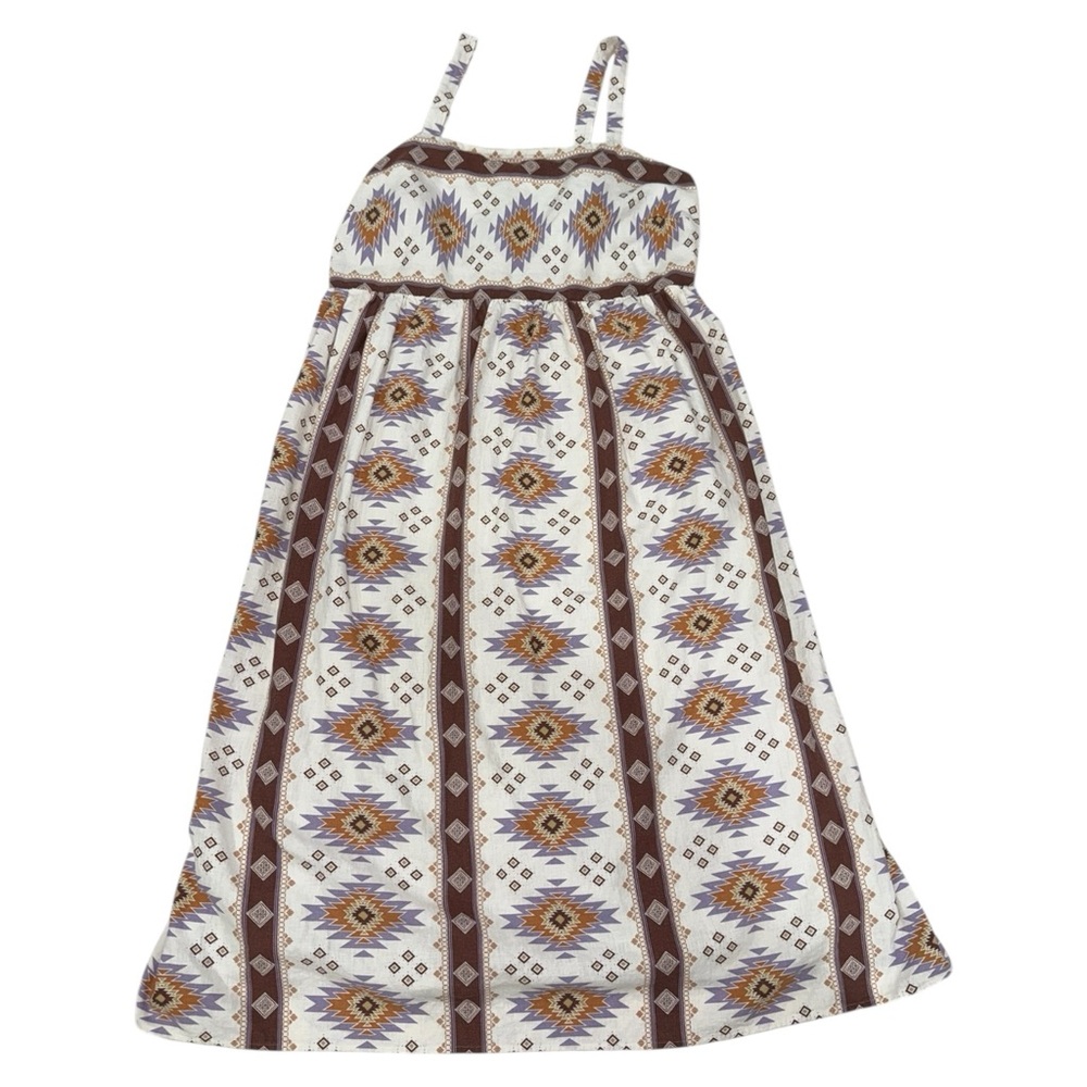 NWOT Sonoma Boho Aztec Midi Dress - w/Pockets, Adjustable Straps, Empire Waist - Picture 6 of 14